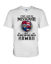LIVE IN MISSOURI MY HEART IN HAWAII MEN V-Neck T-Shirt thumbnail