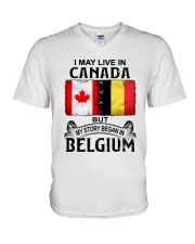 LIVE IN CANADA BEGAN IN BELGIUM V-Neck T-Shirt thumbnail