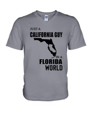 JUST A CALIFORNIA GUY IN A FLORIDA WORLD V-Neck T-Shirt thumbnail