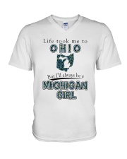 MICHIGAN GIRL LIFE TOOK TO OHIO V-Neck T-Shirt tile