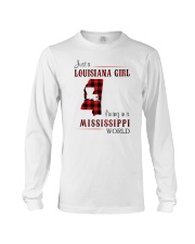 LOUISIANA GIRL LIVING IN MISSISSIPPI WORLD Long Sleeve Tee tile