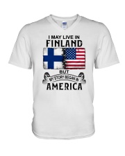 LIVE IN FINLAND BEGAN IN AMERICA V-Neck T-Shirt thumbnail