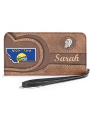 Personalize Name Montana Leather Women's Clutch Purse Horizontal front