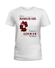 MICHIGAN GIRL LIVING IN GERMAN WORLD Ladies T-Shirt tile