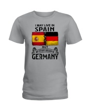 LIVE IN SPAIN BEGAN IN GERMANY Ladies T-Shirt tile