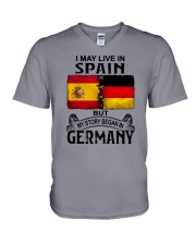 LIVE IN SPAIN BEGAN IN GERMANY V-Neck T-Shirt tile