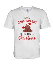 JUST A CANADIAN GIRL WHO LOVES CHRISTMAS V-Neck T-Shirt thumbnail