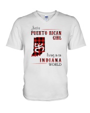 PUERTO RICAN GIRL LIVING IN INDIANA WORLD V-Neck T-Shirt thumbnail