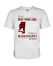 NEW YORK GIRL LIVING IN MISSISSIPPI WORLD V-Neck T-Shirt thumbnail