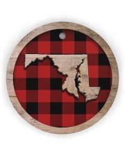 Maryland Map Plaid Pattern Circle Ornament (Wood tile