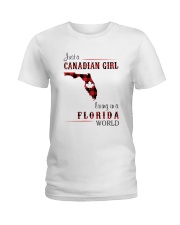 CANADIAN GIRL LIVING IN FLORIDA WORLD Ladies T-Shirt tile