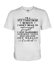 PITTSBURGH WOMAN I DON'T MEAN TO INTERRUPT V-Neck T-Shirt thumbnail