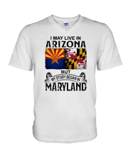 LIVE IN ARIZONA BUT MY STORY BEGAN IN MARYLAND V-Neck T-Shirt tile
