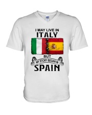 LIVE IN ITALY BEGAN IN SPAIN V-Neck T-Shirt tile