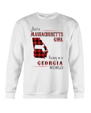 MASSACHUSETTS GIRL LIVING IN GEORGIA WORLD Crewneck Sweatshirt thumbnail