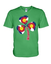 Colorado Flag Clover Leaf V-Neck T-Shirt tile