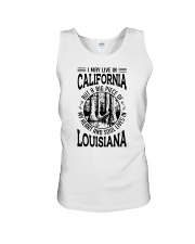 LIVE IN CALIFORNIA HEART AND SOUL IN LOUISIANA Unisex Tank tile