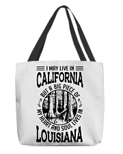 LIVE IN CALIFORNIA HEART AND SOUL IN LOUISIANA All-Over Tote tile