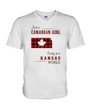 CANADIAN GIRL LIVING IN KANSAS WORLD V-Neck T-Shirt thumbnail