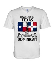 LIVE IN TEXAS BEGAN IN DOMINICAN V-Neck T-Shirt tile