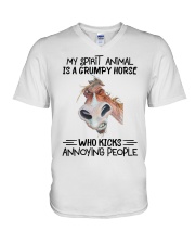 My spirit animal is a grumpy horse V-Neck T-Shirt tile