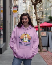 I'm mostly peace love and chickens Hooded Sweatshirt lifestyle-unisex-hoodie-front-2