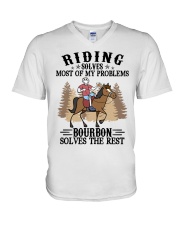 Riding solves most of my problems V-Neck T-Shirt tile