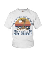 I'm mostly peace love and horses Youth T-Shirt tile
