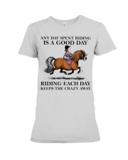 Riding Each Day Keeps The Crazy Away Premium Fit Ladies Tee tile