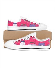 All over lovely cat fish radio design Men's Low Top White Shoes inside-left-outside-left