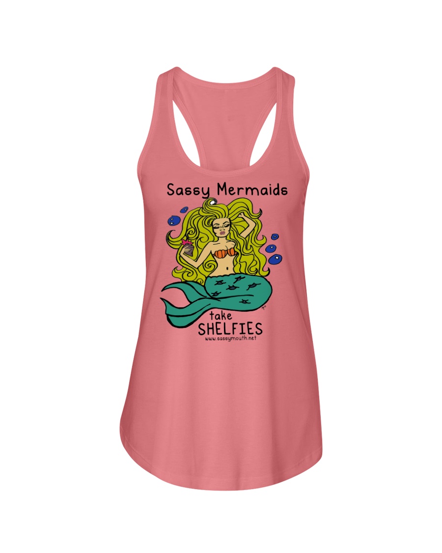 Sassy Mermaids Take Shelfies - Blonde Ladies Flowy Tank