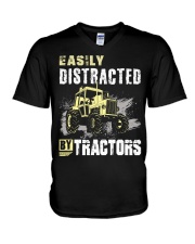 Easily Distracted By Tractors V-Neck T-Shirt thumbnail