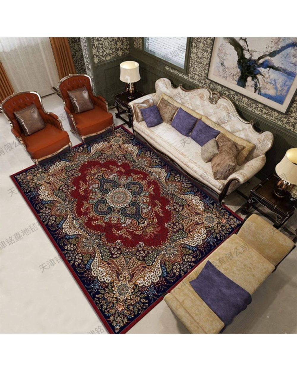 Carpet Classic Ethnic Carpets for Living Room Washable Non-Slip Area Rugs Bedroom Study Floor 120x160cm Mat template