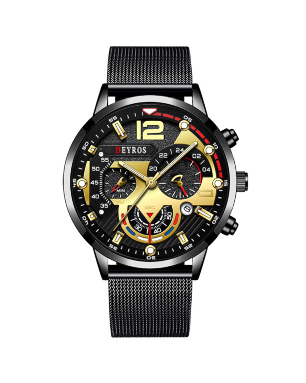Watch Luxury Gold Stainless Steel Mesh Belt Quartz Watches Business Leather Mens Luminous Clock template