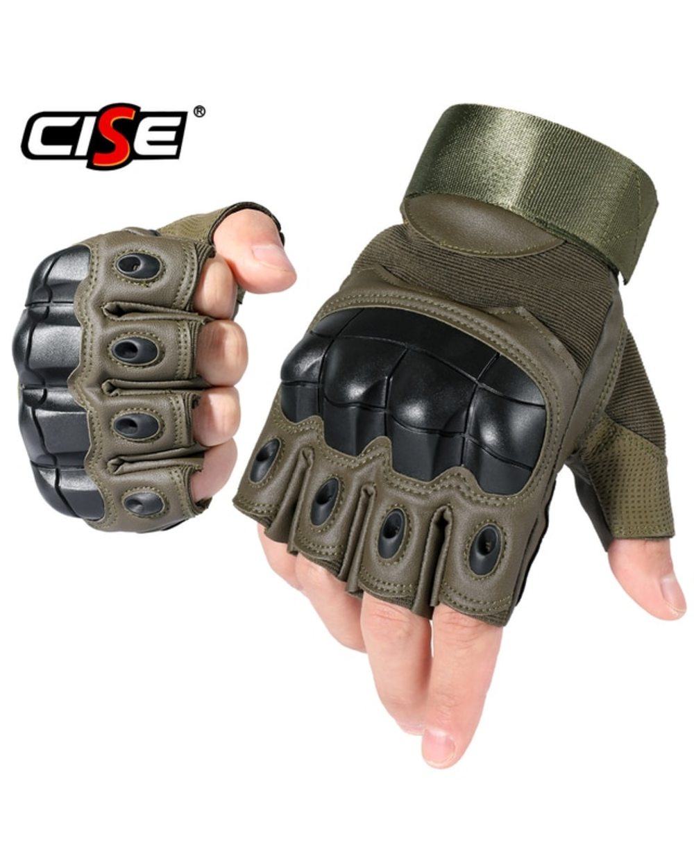 Touch Screen PU Leather Motorcycle Half Finger Glove Hard Fingerless Riding Biker Protective Gear template