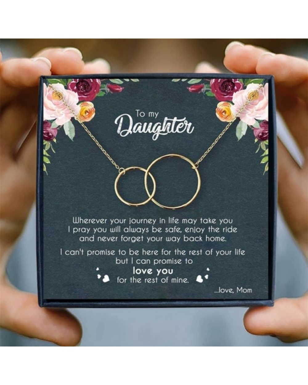 Mother Daughter Necklace Women Two Interlocking Infinity Circles Pendant Necklaces Birthday template