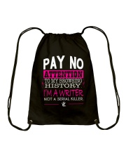 Pay No Attention To My Browsing History Pink Drawstring Bag thumbnail