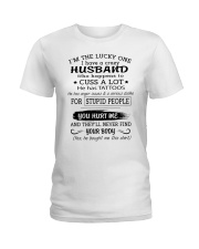 HUSBAND - CUSS A LOT - TATTOOS Ladies T-Shirt tile