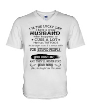 HUSBAND - CUSS A LOT - TATTOOS V-Neck T-Shirt tile