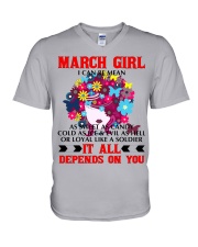 I CAN BE MEAN MARCH V-Neck T-Shirt tile