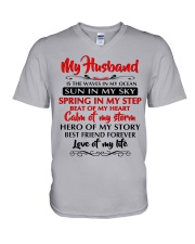 MY HUSBAND V-Neck T-Shirt thumbnail