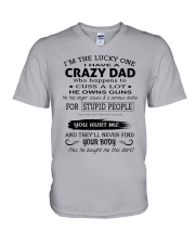 DAD - OWNS GUNS V-Neck T-Shirt tile