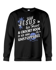 Jesus In Heart And Crochet Hook She Is Unstoppable Crewneck Sweatshirt tile