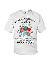 Lady Born in November Loves Crocheting Crochet 2 Youth T-Shirt tile