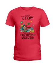 Lady Born in November Loves Crocheting Crochet Ladies T-Shirt tile