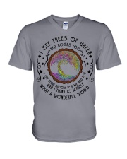I see trees of Green Hippie Earth Lover V-Neck T-Shirt tile