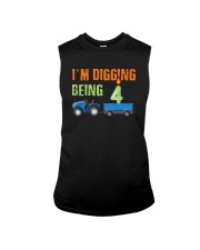 Kids 4 Year Old Tractor Birthday Shirt 4th Sleeveless Tee thumbnail