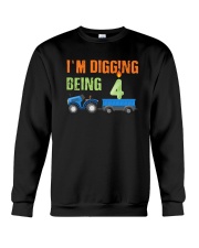 Kids 4 Year Old Tractor Birthday Shirt 4th Crewneck Sweatshirt thumbnail