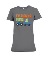Kids 4 Year Old Tractor Birthday Shirt 4th Premium Fit Ladies Tee thumbnail