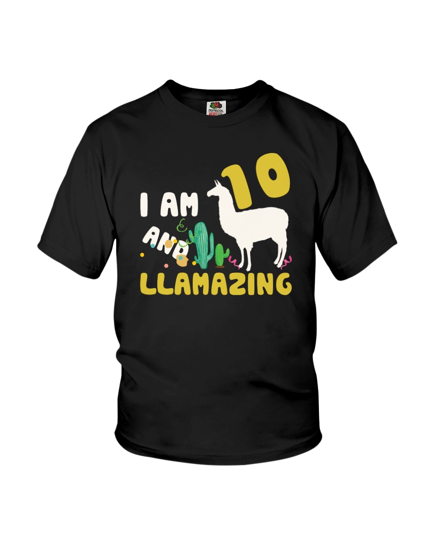 Llama 10th Birthday Llamazing Shirt for Girls Youth T-Shirt